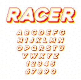vector speed racing sport italic font with letters and numbers