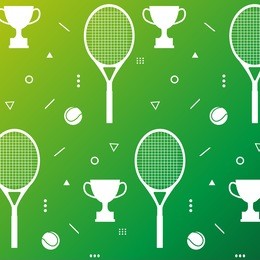 vintage style pattern design with racket, trophy and tennis ball. vector illustration.