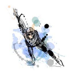 colored hand drawing skater. vector illustration