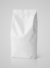 blank snack white paper bag package on gray with clipping path