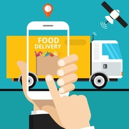 concept of the fast grocery delivery service. online order. flat vector illustration.