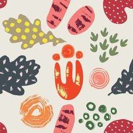 beautiful seamless pattern with abstract leaves and flowers. baby application style.