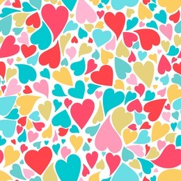 hearts seamless pattern in pastel colors. hand drawn heart set, good for textile and paper print, card, poster, another design. cute saint valentine day vector illustration, easy to recolor