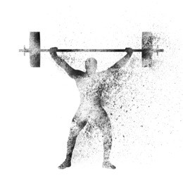 weight lifter lifting heavy weight on white background, creative vector illustration made by abstract splash for sports concept.