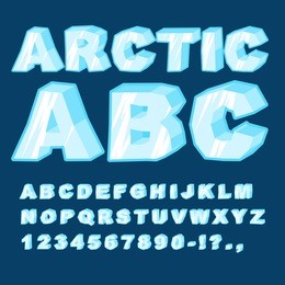 arctic abc. icy font letters. blue cold alphabet