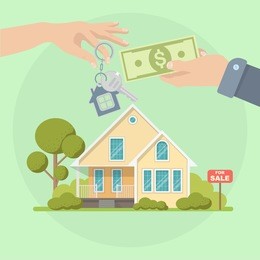buying a house. real estate and home for sale concept. vector illustration. flat style