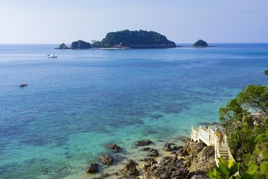 landscape of beautiful tropical beach at kapas island, malaysia