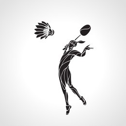 creative silhouette of abstract female badminton player