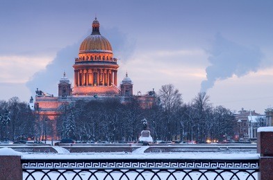 st isaak's cathedral, cold winter morning, january, saint-petersburg, russia