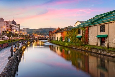 otaru, japan historic canal and warehouse district.