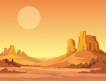 landscape of the desert.  vector illustration,