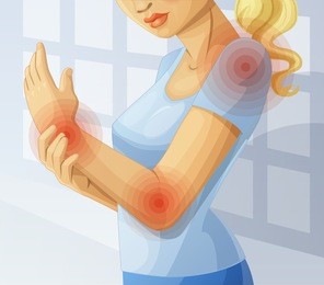 joint pain. cartoon vector illustration.