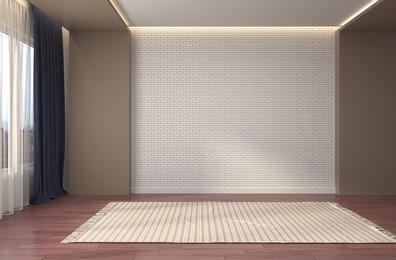 interior with large window. 3d illustration