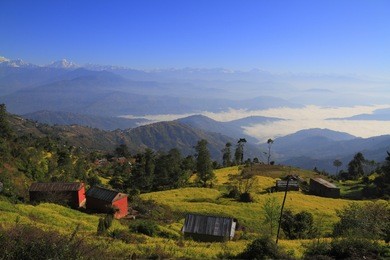 above the clouds in a small nepalese town nagarkot