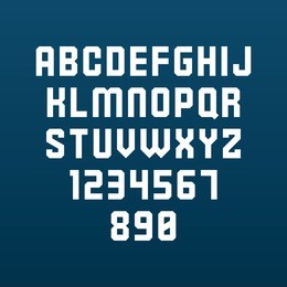 strict font. vector alphabet with latin letters and numbers (10)
