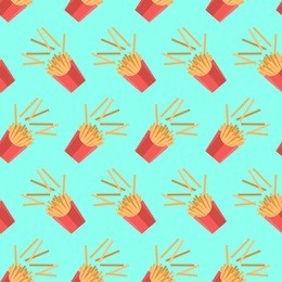 pattern with french fries in a flat style. vector seamless background.