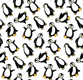 cute baby penguins seamless vector pattern