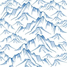 hand drawn mountain seamless pattern. landscape pattern. vector illustration