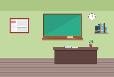empty school class room interior flat vector illustration
