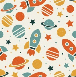 space elements seamless pattern. space background. space doodle illustration. vector illustration