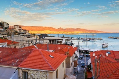 evening in mikrolimano marina in athens, greece.