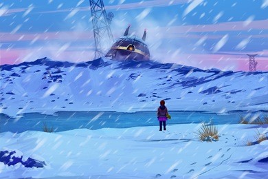 a girl meet a strange thing. video game's digital cg artwork, concept illustration, realistic cartoon style background