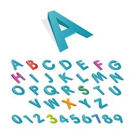 alphabet font icon design template elements