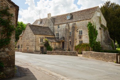 old street in  bibury (arlington mill),  gloucestershire,  england, uk.
