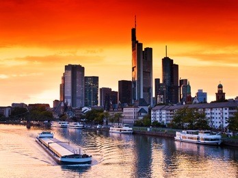 sunset in frankfurt am main, germany