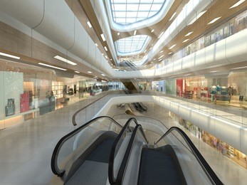 3d illustration of atrium in a shopping mall