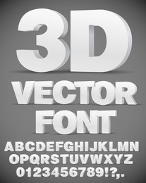 vector 3d flat style font. set of letters and numbers in eps10
