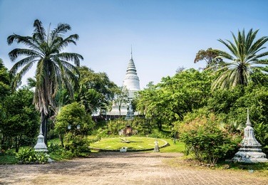 famous wat phnom temple landmark in central phnom penh city cambodia