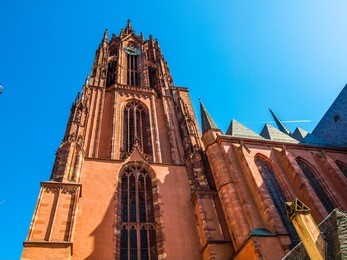 high dynamic range hdr frankfurter dom cathedral in roemerberg frankfurt am main germany