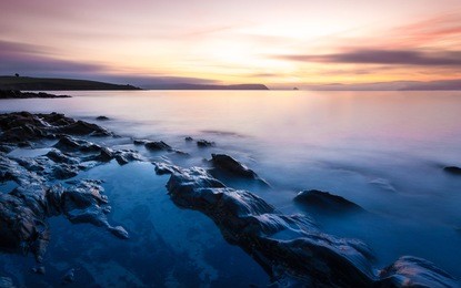 long exposure landscape of a cornwall beach