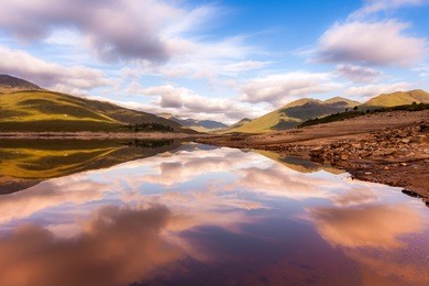 beautiful scottish lake with reflections