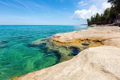 "the coves" on lake superior at pictured rocks national lakeshore, located in munising michigan. the coves are part of the beaver basin lake area.