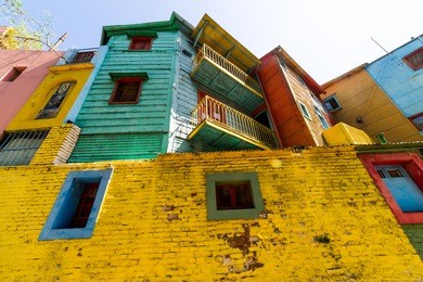 la boca neighborhood of buenos aires, argentina.  a colorful district on caminito street in the artsy district of the capital city of argentina, south america