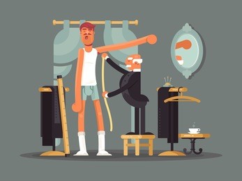 taking measures at tailor shop