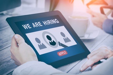 recruitment hiring recruiting recruit hr job creative wanted team announce - stock image