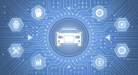 smart car interface. infographical template as a graphic interface of 'smart car control panel'.