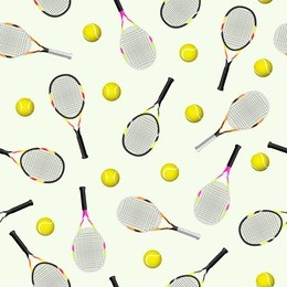 sports seamless pattern with tennis icons of racket and ball. vector illustration.
