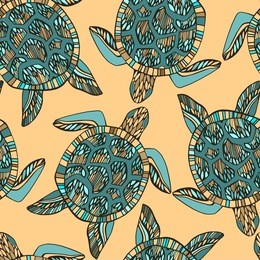 seamless pattern with sea turtles.