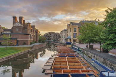 punts on the river cam in cambridge, cambridgeshire, england