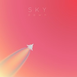 dawn sky and reactive plane. postcard, background, desktop wallpaper, website decoration etc. minimalistic and stylish.