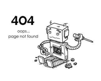 page not found error 404. a hand drawn vector layout template of a broken robot for your website projects.