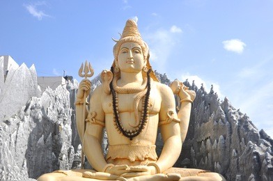 lord shiva statue in shiva temple, bengaluru, india.