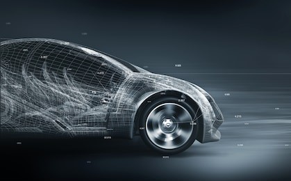 concept car wireframe; 3d illustration