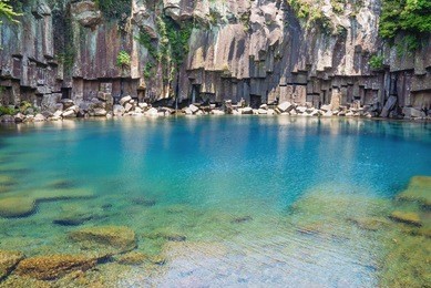 cheonjeyeon falls, jeju island, south korea