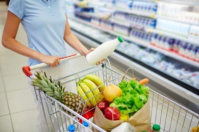 buying food in supermarket