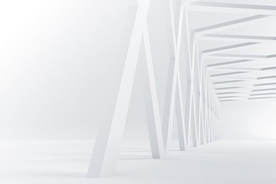 abstract tunnel bridge in white tone ,3d